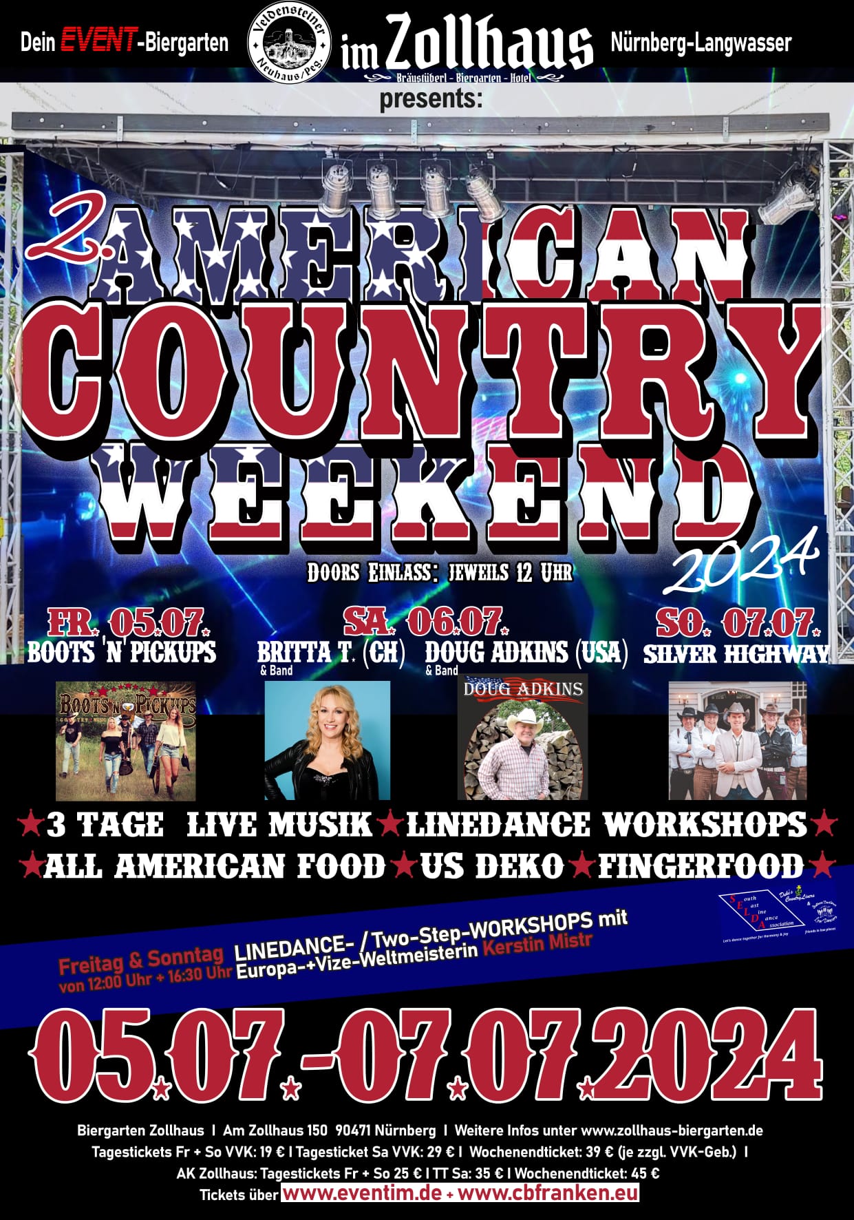 2. American Country Weekend mit Britta T (Sa), Boots & Pickups (Fr), Doug Adkins (Sa), Silver Highway (So) Eintritt