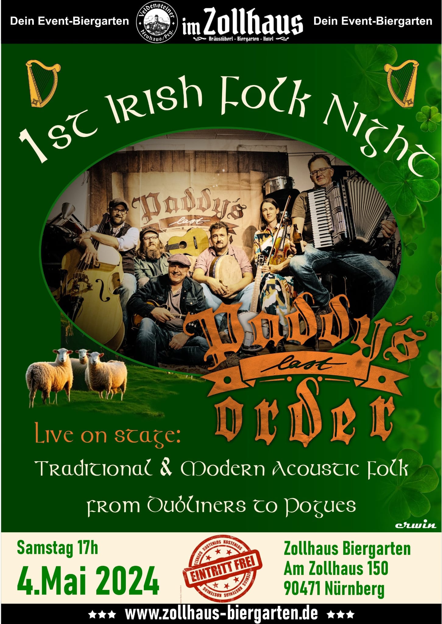 1st Irish Folk Night mit Paddy’s Last Order ( Eintritt frei)